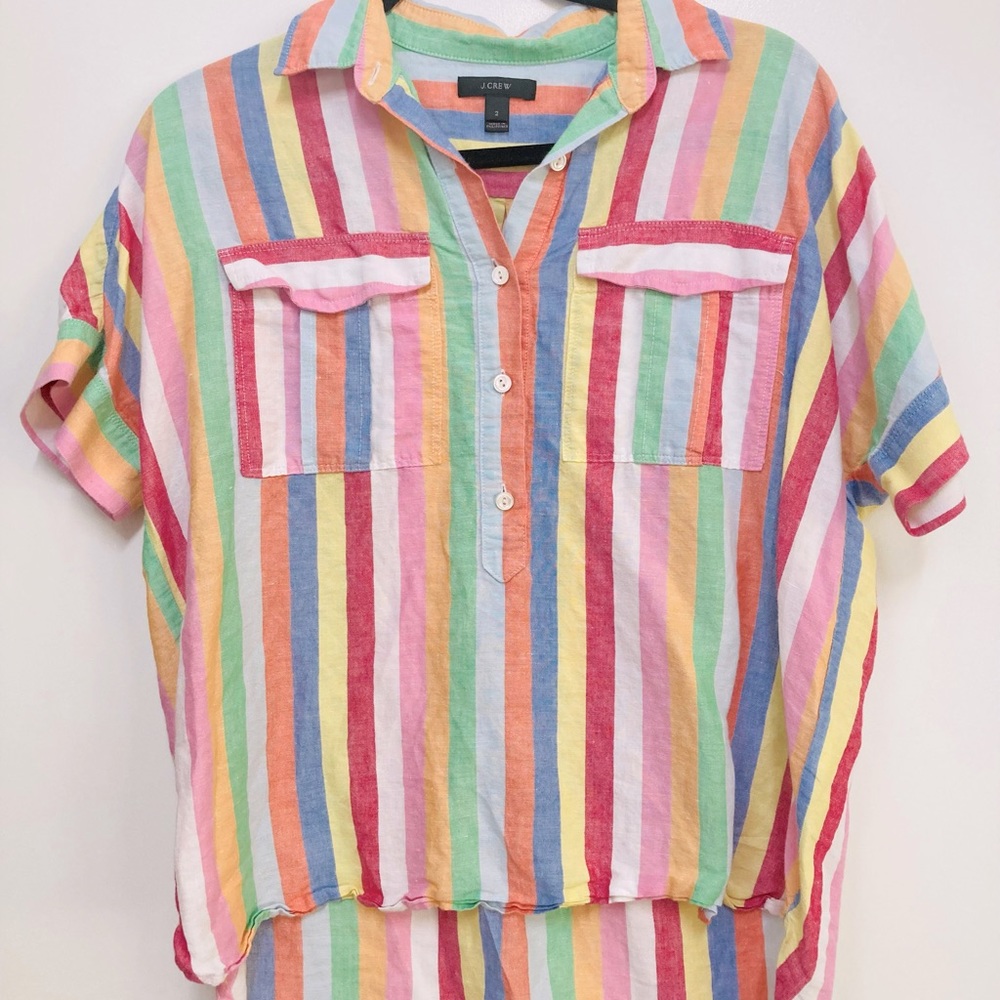 J crew Short-sleeve popover shirt in candy stripe Size 2